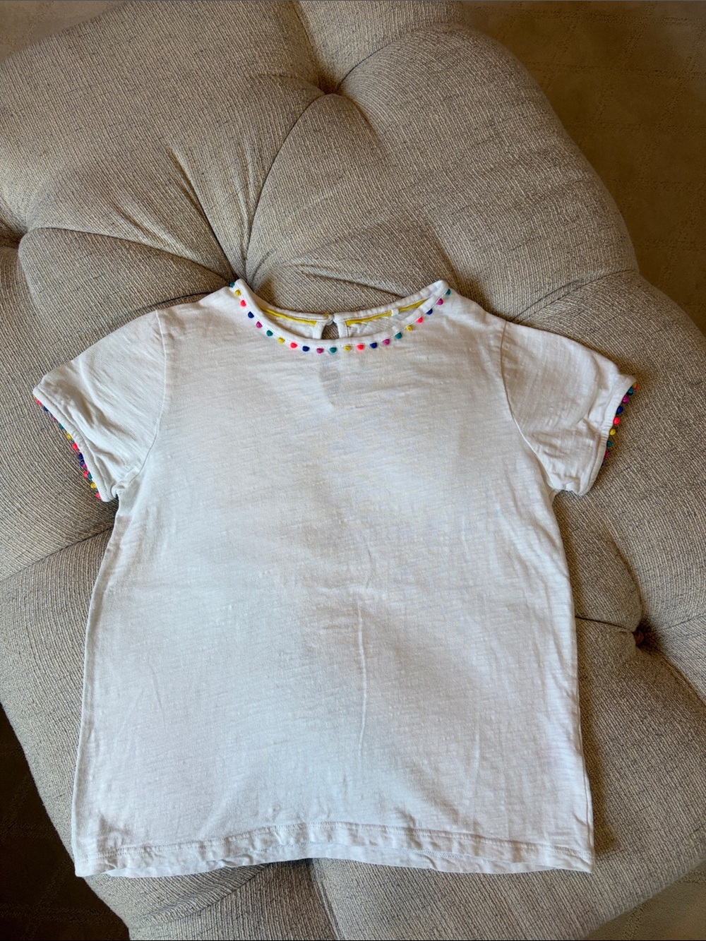 Boden white short sleeve T-shirt with colorful accents